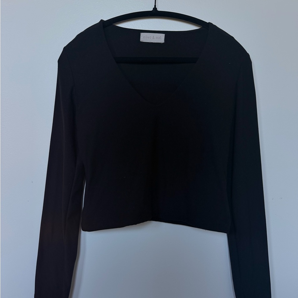 Bundle - Olive & Oak Black V-Neck Long Sleeve & Square Neck Long Sleeve Crop Top